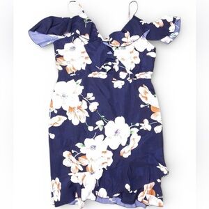 SHEIN | Cold Shoulder Faux Wrap Floral Dress Sz 1X